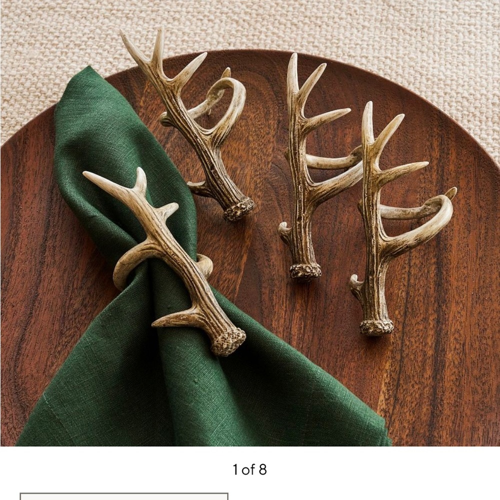 Pottery Barn Antler Napkin Rings NWOT
 (Set of 8)